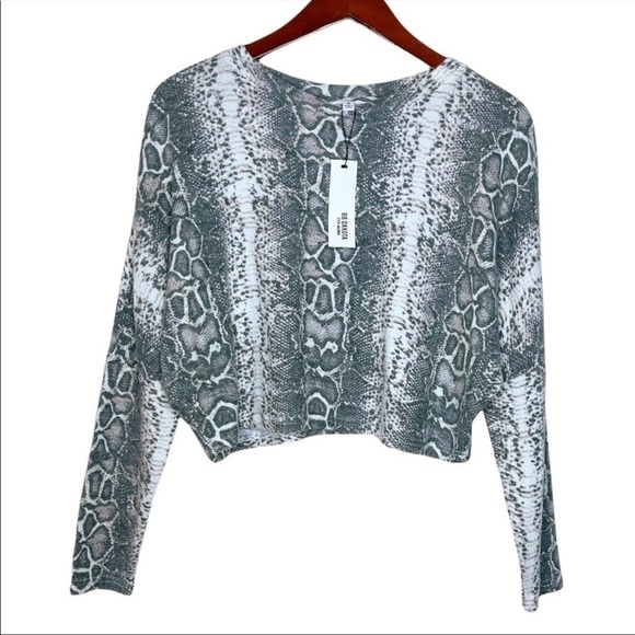 STEVE MADDEN X BB DAKOTA NWT Cropped Python Print Top Size Small - Picture 5 of 14